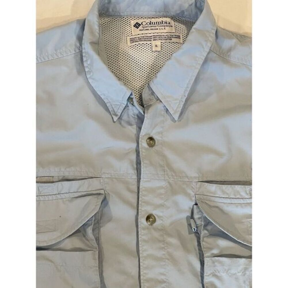 Columbia PFG Performance‎ Fishing Gear Short Sleeve Fishing Shirt- Men's XL Blue